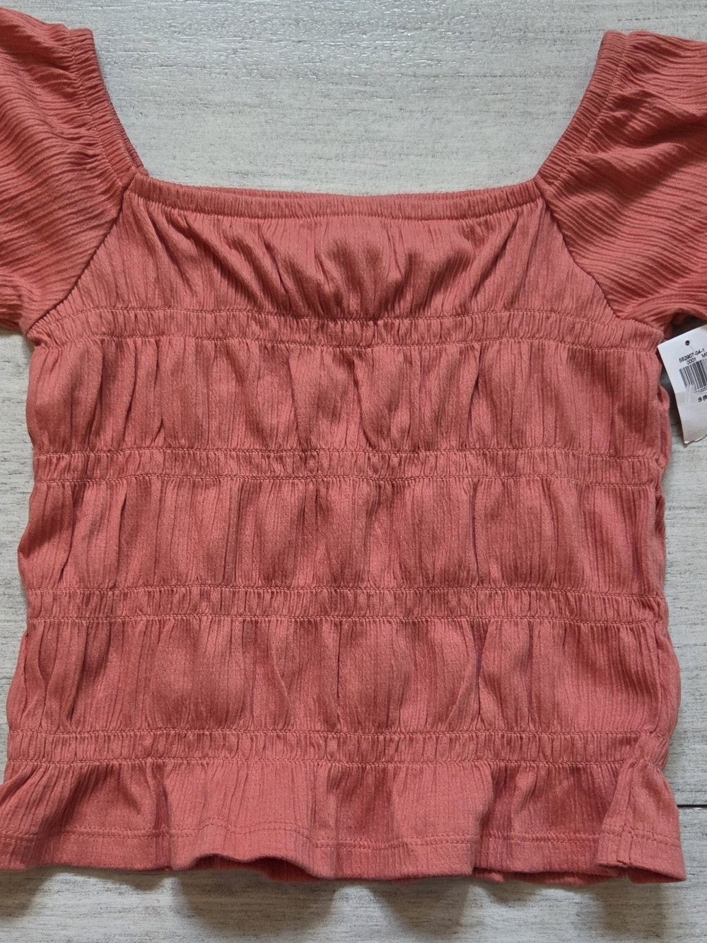 Girl's Old Navy Coral Smocked Square-Neck Crop Top